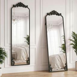 Rackhams 50 x 160 cm Floor Mirror with Metal Frame, Black - thumbnail 1