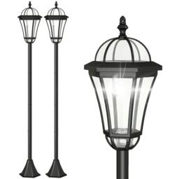 Rackhams 2 PCS 1.3M Garden Solar Lamp Post Lights Solar Powered LED Lantern Patio Pathway Walkway Outdoor Water-Resist Auto Switch 6 Hours Black - thumbnail 1