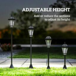 Rackhams 2 PCS 1.3M Garden Solar Lamp Post Lights Solar Powered LED Lantern Patio Pathway Walkway Outdoor Water-Resist Auto Switch 6 Hours Black - thumbnail 6