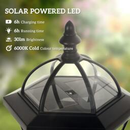 Rackhams 2 PCS 1.3M Garden Solar Lamp Post Lights Solar Powered LED Lantern Patio Pathway Walkway Outdoor Water-Resist Auto Switch 6 Hours Black - thumbnail 4