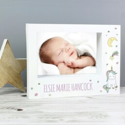 Rackhams Personalised Baby Unicorn 5x7 Landscape Box Photo Frame - thumbnail 4