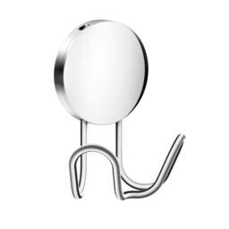 Rackhams Chrome Stainless Steel Double Towel Hook (72 x 90mm) Self Adhesive Bathroom Wall Mounted