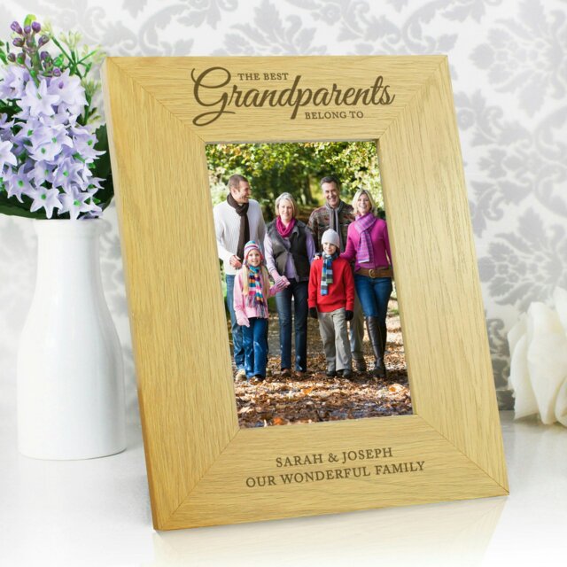 Rackhams Personalised The Best Grandparents 6x4 Oak Finish Photo Frame - image 1