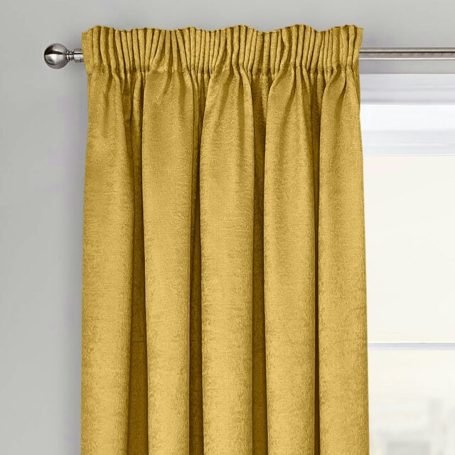 Rackhams Westwood Dimout Pencil Pleat Curtains - 117cm x 137cm - Ochre - image 1