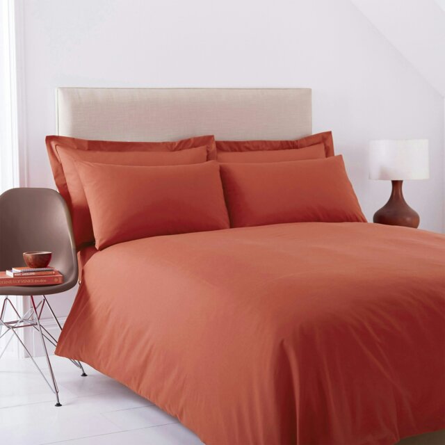 Rackhams Charlotte Thomas Poetry Plain Dyed Single Terracotta Duvet Cover Set - 137 x 200cm - Terracotta - Single