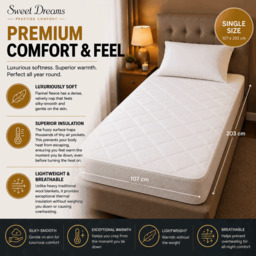 Rackhams Electric Blanket Single Size - Plush Fleece Quilted - 10 Timer & 9 Heat Settings - Overheat Protection - thumbnail 2