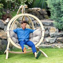 Rackhams Globo Single Taupe Hanging Egg Chair - thumbnail 4