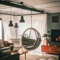 Rackhams Globo Single Taupe Hanging Egg Chair
