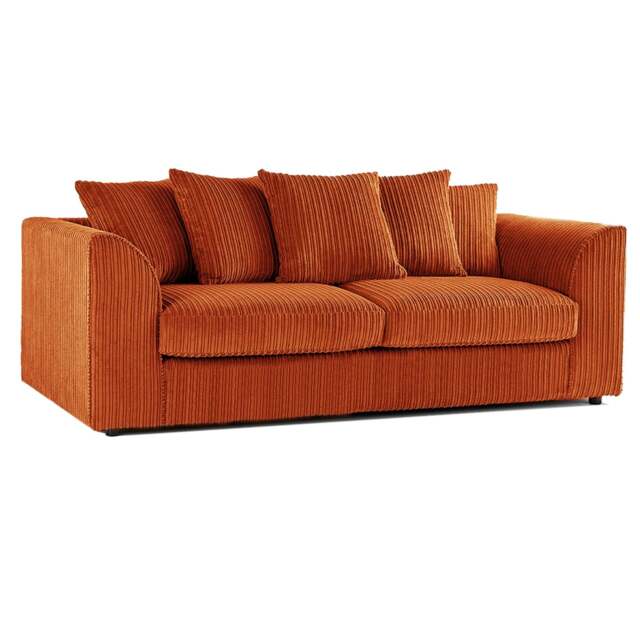 Rackhams Luxor Full Jumbo Cord 3 Seater - Scatter Back - Orange - image 1