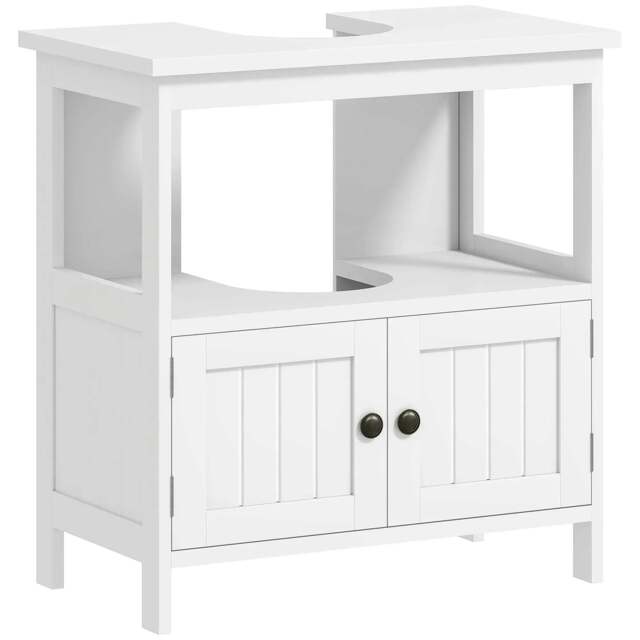 Rackhams Pedestal Under Sink Cabinet with Double Doors, Modern Bathroom Vanity Storage Unit with Shelves, White - image 1