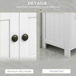 Rackhams Pedestal Under Sink Cabinet with Double Doors, Modern Bathroom Vanity Storage Unit with Shelves, White - thumbnail 6