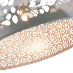 Rackhams Marrakech Designed Soft Grey Metal Pendant Light Shade with Floral Decoration - thumbnail 3