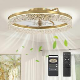 Rackhams Ceiling Fans with Lights and Remote & App Control for Bedroom, Gold - thumbnail 2