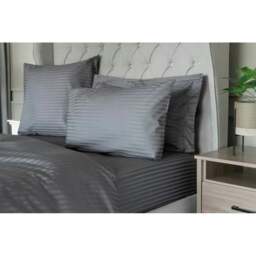 Rackhams 540 Thread Count Satin Stripe Housewife Pillowcases (Pair) - Charcoal - One Size - Charcoal - 100% Egyptian Cotton - thumbnail 2