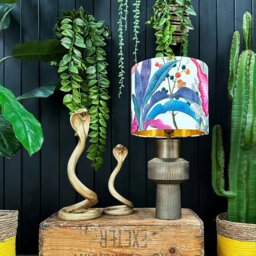 "Rackhams Ice Jungle Velvet Lampshade With Gold Lining - Table / Floor Lamp - 35cm Diameter x 25cm Height (14"" x 10"")" - thumbnail 2