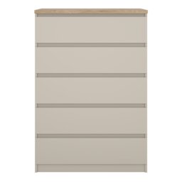 Rackhams Naia Chest of 5 Drawers in Cashmere Jackson Hickory - Cashmere & oak - Matt - Melamine - thumbnail 2