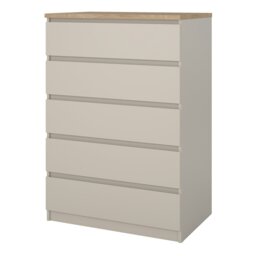 Rackhams Naia Chest of 5 Drawers in Cashmere Jackson Hickory - Cashmere & oak - Matt - Melamine - thumbnail 3