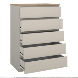 Rackhams Naia Chest of 5 Drawers in Cashmere Jackson Hickory - Cashmere & oak - Matt - Melamine - thumbnail 4