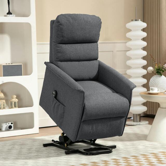 Rackhams Power Lift Recliner Electric Reclining Chair with Remote - Dark Grey - Polyester - 66W x 90D x 96Hcm - image 1