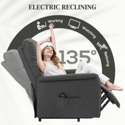 Rackhams Power Lift Recliner Electric Reclining Chair with Remote - Dark Grey - Polyester - 66W x 90D x 96Hcm - thumbnail 6