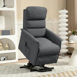 Rackhams Power Lift Recliner Electric Reclining Chair with Remote - Dark Grey - Polyester - 66W x 90D x 96Hcm - thumbnail 1