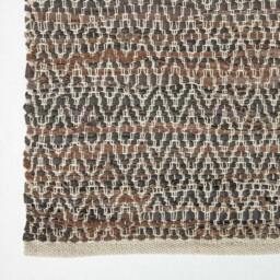 Rackhams Real Leather Handwoven Diamond Pattern Rug - 150 x 240 cm - Grey - thumbnail 4