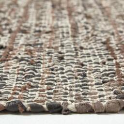Rackhams Real Leather Handwoven Diamond Pattern Rug - 150 x 240 cm - Grey - thumbnail 5