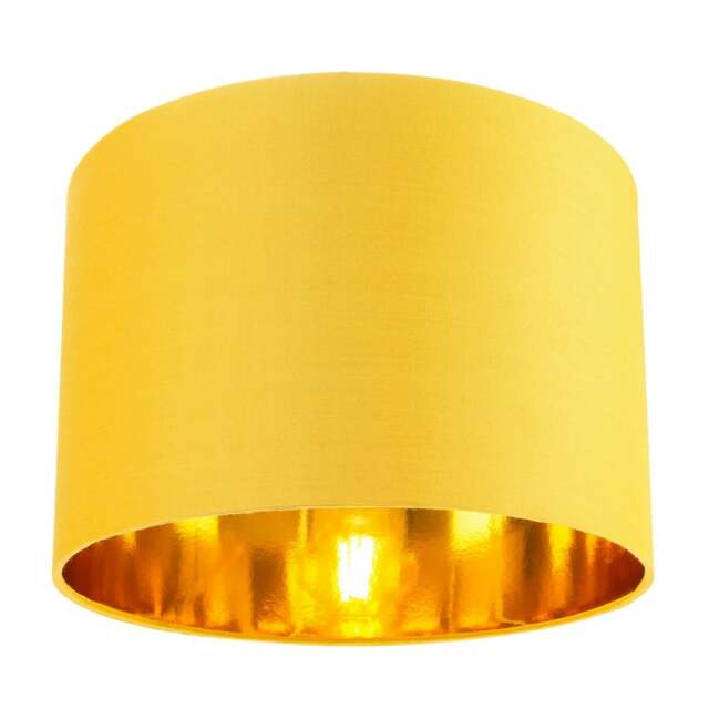 "Rackhams Contemporary Ochre Cotton 10"" Table/Pendant Lamp Shade with Shiny Gold Inner" - image 1