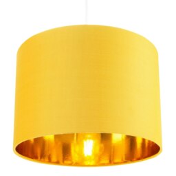 "Rackhams Contemporary Ochre Cotton 10"" Table/Pendant Lamp Shade with Shiny Gold Inner" - thumbnail 6
