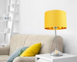 "Rackhams Contemporary Ochre Cotton 10"" Table/Pendant Lamp Shade with Shiny Gold Inner" - thumbnail 5