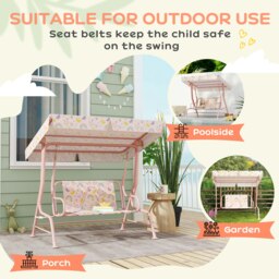 Rackhams Kids Garden Swing Chair, Swing Seat with Adjustable Canopy, Pink - thumbnail 6