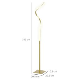Rackhams LED Floor Lamp, Standing Lamp with3 Adjustable Brightness Gold Tone - thumbnail 3