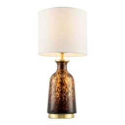 Rackhams Modern Amber and Black Snowflake Speckle Glass Table Lamp with Shade - thumbnail 3