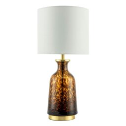 Rackhams Modern Amber and Black Snowflake Speckle Glass Table Lamp with Shade
