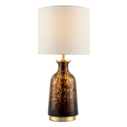 Rackhams Modern Amber and Black Snowflake Speckle Glass Table Lamp with Shade - thumbnail 2