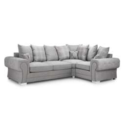 Rackhams Milan Chesterfield Fabric 4 Seater Corner Sofa - Scatter Back - Grey - Left Hand Facing - thumbnail 2