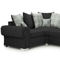 Rackhams Milan Chesterfield Fabric 4 Seater Corner Sofa - Scatter Back - Grey - Left Hand Facing - thumbnail 6