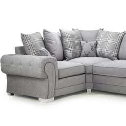 Rackhams Milan Chesterfield Fabric 4 Seater Corner Sofa - Scatter Back - Grey - Left Hand Facing - thumbnail 5