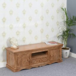 Rackhams Viva Mango Wood TV Cabinet With 2 Doors, 1 Drawers - 140 cm - 46 cm - Wood