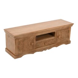 Rackhams Viva Mango Wood TV Cabinet With 2 Doors, 1 Drawers - 140 cm - 46 cm - Wood - thumbnail 3