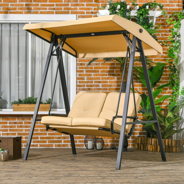 Rackhams 2 Seater Garden Outdoor Swing Chair Hammock w/ Adjustable Canopy - image 1