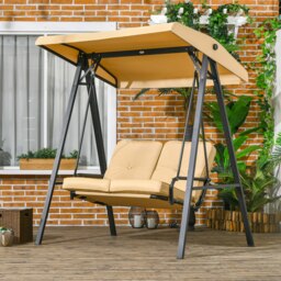Rackhams 2 Seater Garden Outdoor Swing Chair Hammock w/ Adjustable Canopy - thumbnail 1