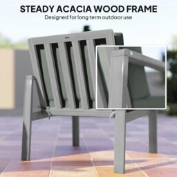 Rackhams 4 Pieces Wooden Garden Furniture Set with Cushions - Teak - Acacia Wood, Polyester - 126W x 70D x 78H cm - thumbnail 5
