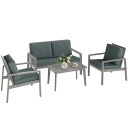 Rackhams 4 Pieces Wooden Garden Furniture Set with Cushions - Teak - Acacia Wood, Polyester - 126W x 70D x 78H cm - thumbnail 3