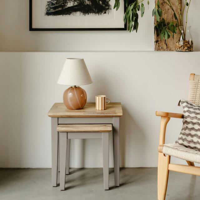 Rackhams Florence Nest of Tables 2 Side Lamp Tables - Dove Grey, Grey - image 1