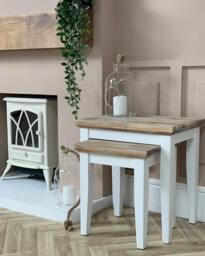 Rackhams Florence Nest of Tables 2 Side Lamp Tables - Dove Grey, Grey - thumbnail 2