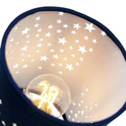 Rackhams Beautiful Stars Decorated Children/Kids Midnight Blue Cotton Bedside Table Lamp - thumbnail 3
