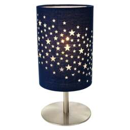 Rackhams Beautiful Stars Decorated Children/Kids Midnight Blue Cotton Bedside Table Lamp - thumbnail 2