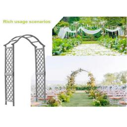 Rackhams Garden Arch Wooden Pergola Feature Trellis Rose Climbing Plant Grey Wood Archway - Grey - thumbnail 6