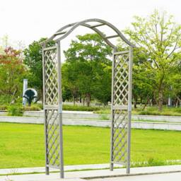 Rackhams Garden Arch Wooden Pergola Feature Trellis Rose Climbing Plant Grey Wood Archway - Grey - thumbnail 2